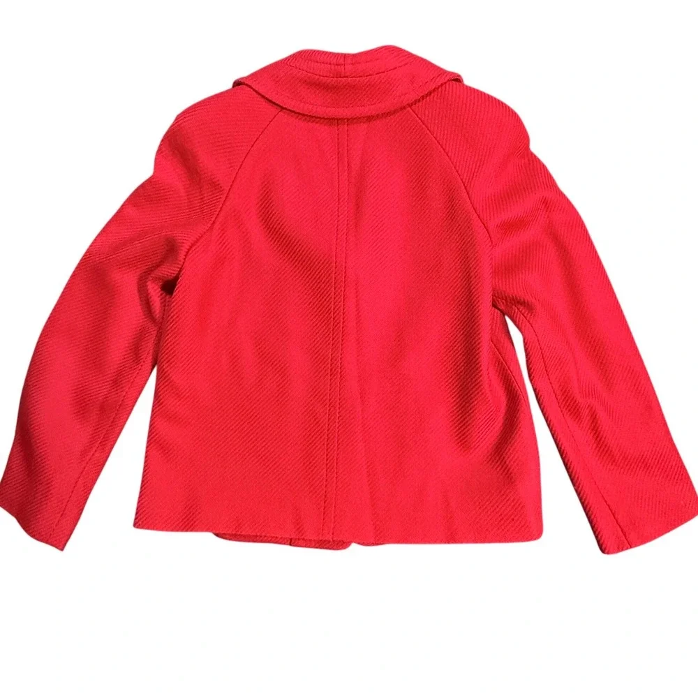 Talbots Red Textured Herringbone Blazer Jacket Petite‎ 8P Wool Blend